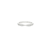 14k White Gold Pinched Diamond Band with Milgrained Edges