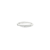 14k White Gold Pinched Diamond Band with Milgrained Edges