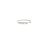 14k White Gold Pinched Diamond Band with Milgrained Edges