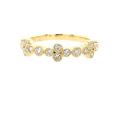 14k Yellow Gold Clover Design Bezel Set Diamond Band