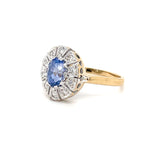 ESTATE 14K Two-tone Halo Sapphire Ring