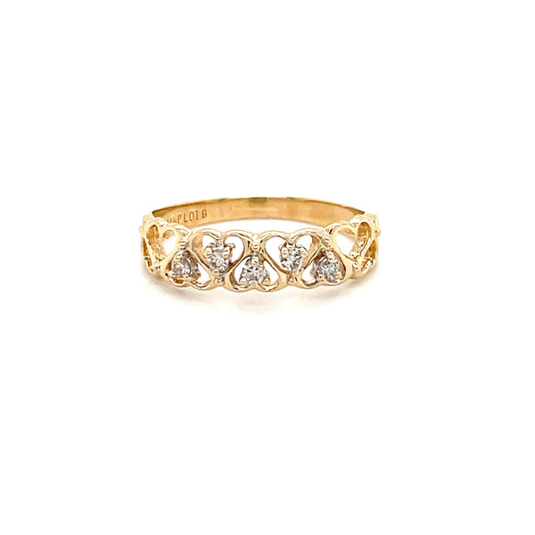 ESTATE 14K YELLOW GOLD HEART RING WITH 5 DIAMONDS