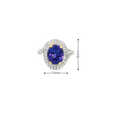 18k White Gold Oval Tanzanite and Diamond Double Halo Ring