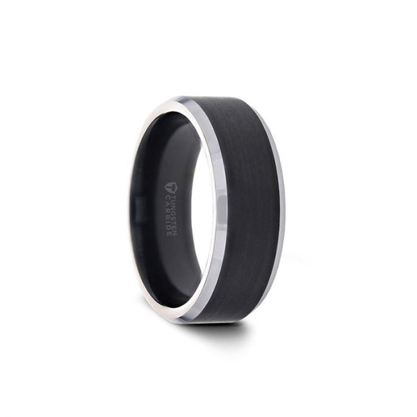 ASTON Black Brushed Center Tungsten Band - 8mm