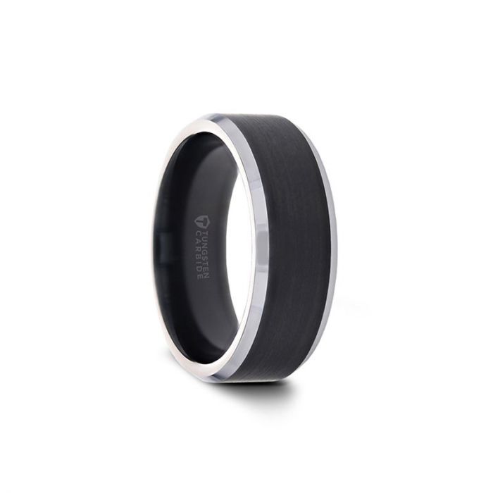 ASTON Black Brushed Center Tungsten Band