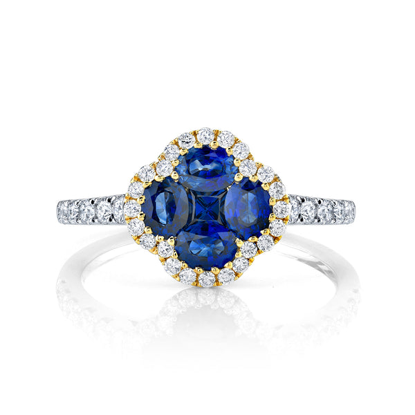 18kw Gold Blue Sapphire & Diamond Ring