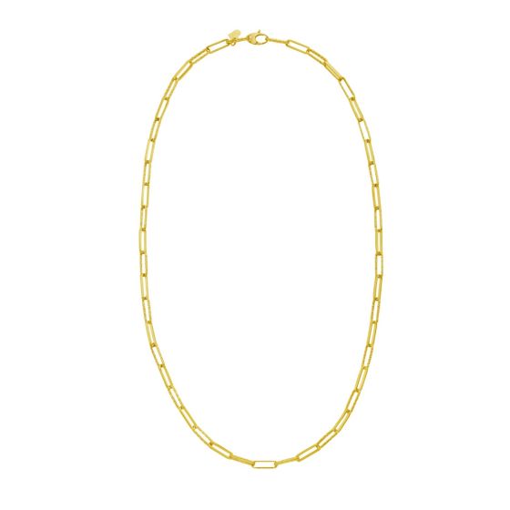 14k Yellow Gold Mini Diamante Paperclip Necklace – 18" Chain