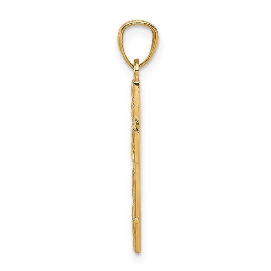 14k Yellow Gold Leaf Cross
