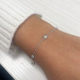 14k Yellow Gold 7 Inch Bezel Set Diamond Station Bracelet