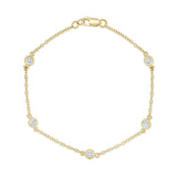 14k Yellow Gold 7 Inch Bezel Set Diamond Station Bracelet