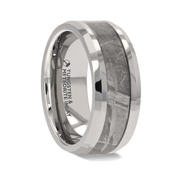 CELESTIAL Flat Tungsten Ring with Meteorite Inlay - 8mm