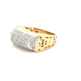 Estate 14K Yellow Gold Diamond Pave Ring with Scroll Detail