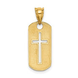 14KY Gold Dog Tag Cross Cut Out Pendant