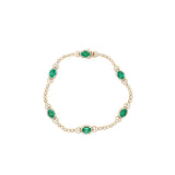 14K Yellow Gold Oval Emerald and Diamond Halo Bracelet – 7 Inch