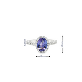 14k White Gold .96ct Oval Tanzanite and .42ctw Diamond Halo Ring