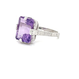 ESTATE 14KW FASHION RING WITH EMERALD CUT AMETHYST