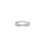 14k White Gold Crossed Diamond Band