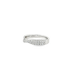14k White Gold Crossed Diamond Band