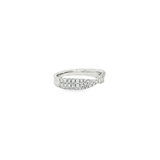 14k White Gold Crossed Diamond Band