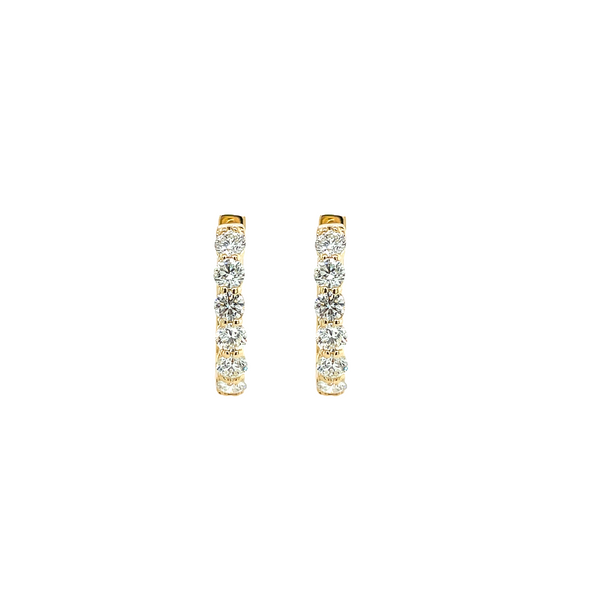 14K Yellow Gold Oval 1.71ctw Diamond Hinged Hoop Earrings