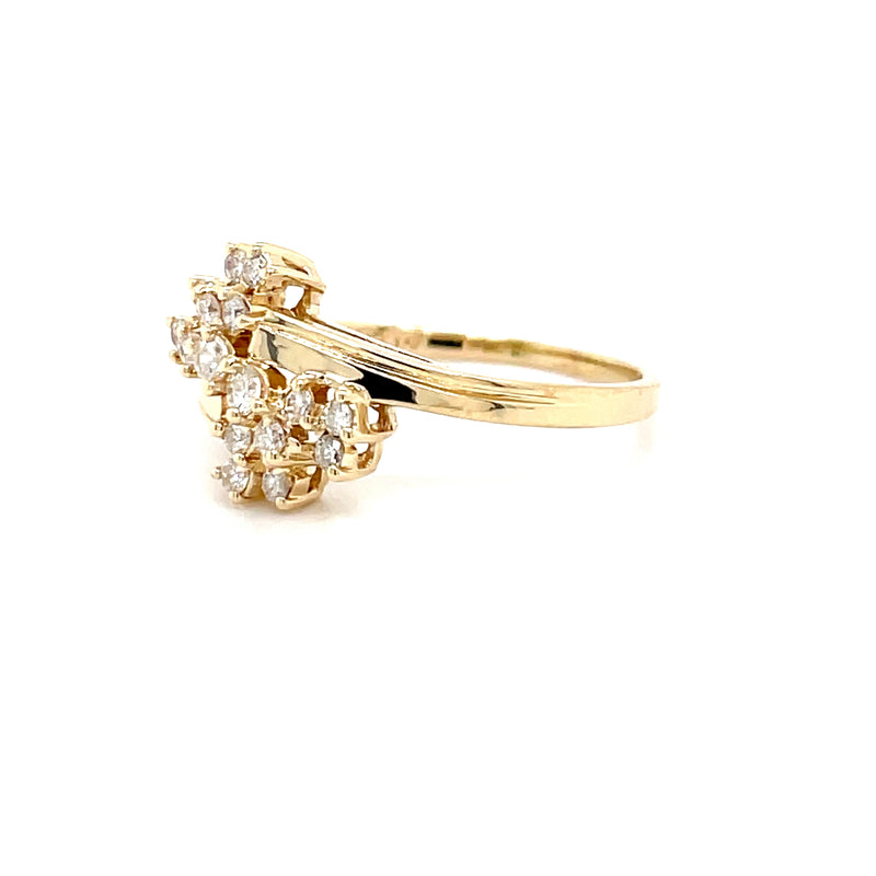 ESTATE 14K YELLOW GOLD CLUSTER RING .50 CTW.