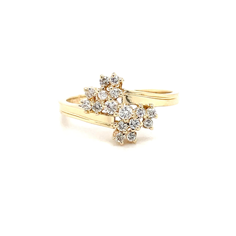 ESTATE 14K YELLOW GOLD CLUSTER RING .50 CTW.