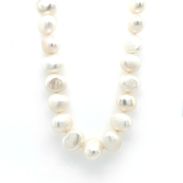 ESTATE 14K Two-tone Gold 18" 10-10.5mm Freshwater Pearl Strand