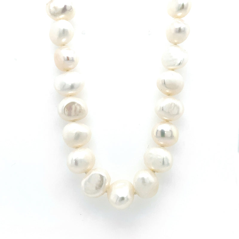 ESTATE 14K Two-tone Gold 18" 10-10.5mm Freshwater Pearl Strand