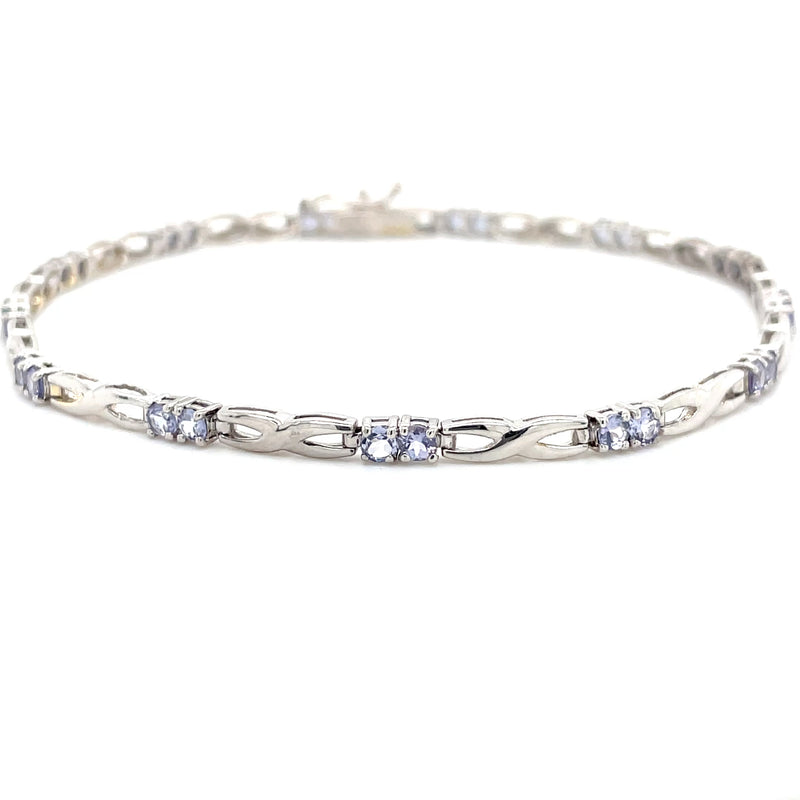 Estate 14K White Gold 7.75" Tanzanite Bracelet – 1.5ctw with X-Link Design