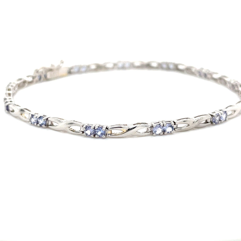 Estate 14K White Gold 7.75" Tanzanite Bracelet – 1.5ctw with X-Link Design