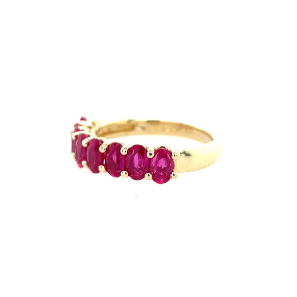 14K Yellow Gold Treated Ruby Shared Prong Band