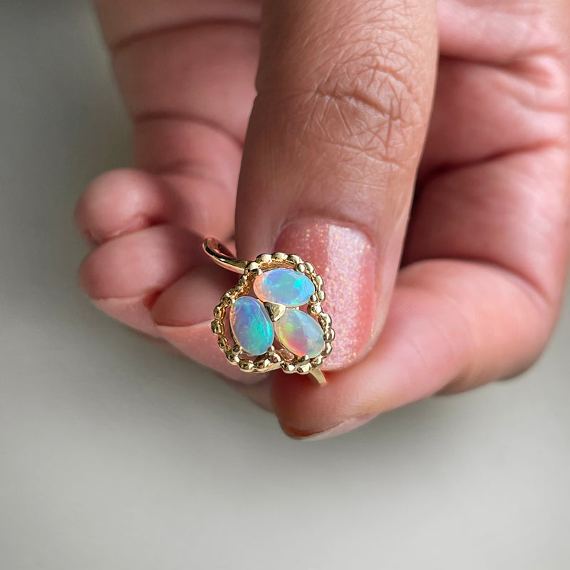 ESTATE 14KY Gold 3-Stone Opal Ring