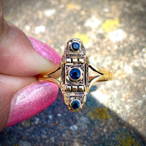 Estate 14K Yellow Gold Victorian-Style Ring with Blue Sapphires