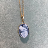 ESTATE GUARDIAN ANGEL BLUE AGATE CAMEO NECKLACE