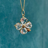 ESTATE 18K YELLOW GOLD CLOVER AQUAMARINE PIN/PENDANT