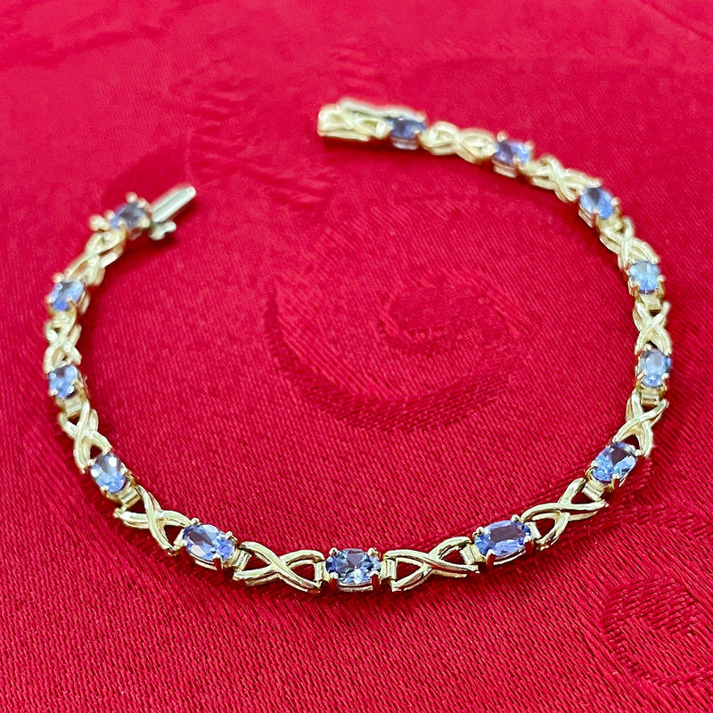 Estate 14K Yellow Gold Tanzanite Link Bracelet – 3.25ctw