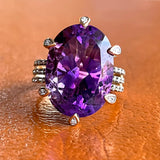 Estate 14k Yellow Gold Amethyst and Café Diamond Ring