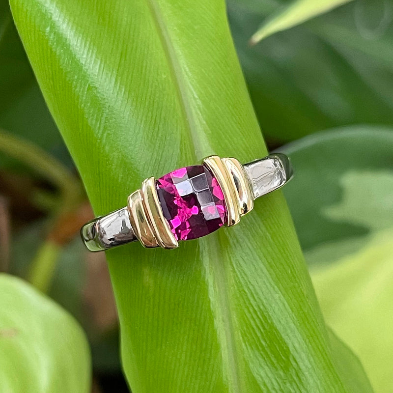 Estate 14K Two-Tone Rhodolite Garnet Ring