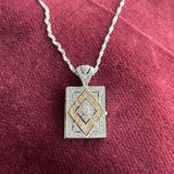 ESTATE 14K WHITE AND ROSE GOLD LOCKET PENDANT ON 18” CHAIN