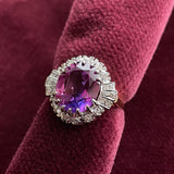 ESTATE 14K Yellow gold FASHION RING WITH ELEGANT PURPLE SYNTHETIC SAPPHIRE