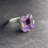 ESTATE 14KW FASHION RING WITH EMERALD CUT AMETHYST