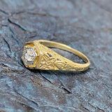 Estate 14K Yellow Gold Vintage-Inspired Filigree Ring with Diamond Accent