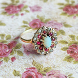ESTATE 10K YELLOW GOLD ACCENTED OPAL VICTORIAN RING