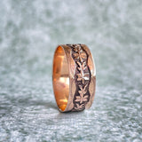 Estate 10K Rose Gold Victorian Cigar Band with Botanical Motif