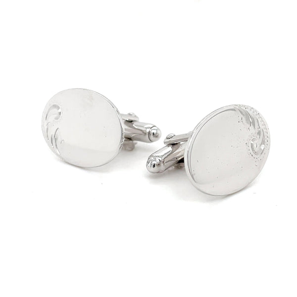 Estate Sterling Silver Oval Cufflinks With Paisley Design