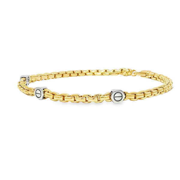 14k Yellow and White Gold Venetian Link Men's Bracelet – 8in.