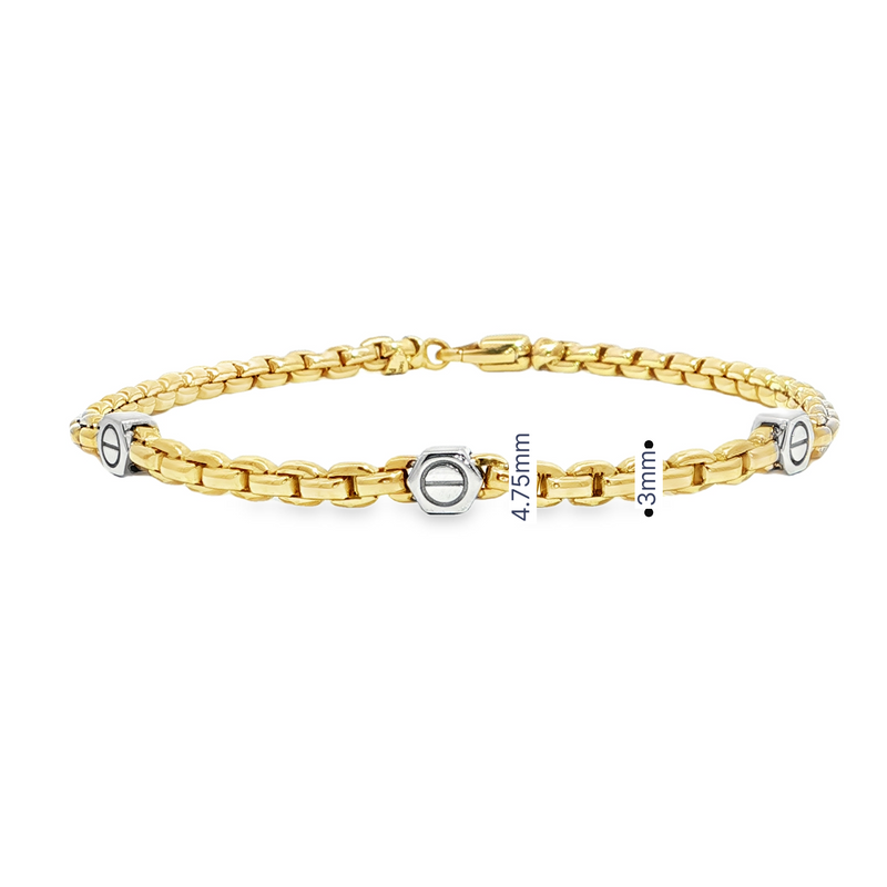 14k Yellow and White Gold Venetian Link Men's Bracelet – 8in.