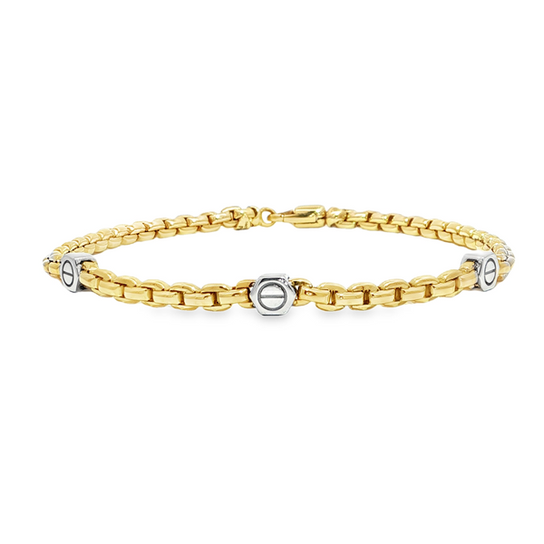 14k Yellow and White Gold Venetian Link Men's Bracelet – 8in.