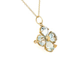 ESTATE 18K YELLOW GOLD CLOVER AQUAMARINE PIN/PENDANT