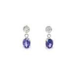 14k White Gold Tanzanite and Diamond Dangle Earrings